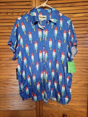Tipsy Elves Blue Rocket/Bomb Pop Button-Up Shirt Size 1X